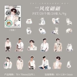 20pcs/1lot kawaii Stationery Sticker Cat Whispering Boy junk journal Decorative Scrapbooking DIY Craft Sticker
