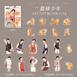 20pcs/1lot kawaii Stationery Sticker Cat Whispering Boy junk journal Decorative Scrapbooking DIY Craft Sticker