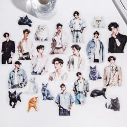 20pcs/1lot kawaii Stationery Sticker Cat Whispering Boy junk journal Decorative Scrapbooking DIY Craft Sticker
