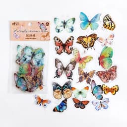 40pcs/pack Nature Series Retro Colorful Butterfly PET Stickers Literary Journal Album Notebook DIY Decoration