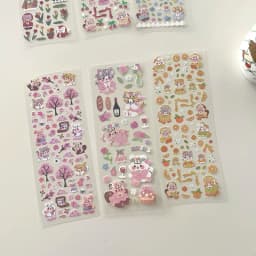 Sharkbang Cute Cherry Blossoms Cartoon Stickers DIY Scene Journal Bullet Plan Deco Sticker Idol Cards Korean Decorative Supplies