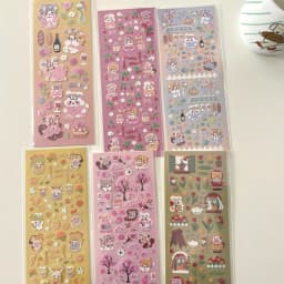 Sharkbang Cute Cherry Blossoms Cartoon Stickers DIY Scene Journal Bullet Plan Deco Sticker Idol Cards Korean Decorative Supplies