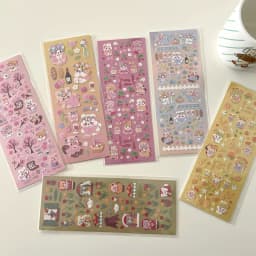 Sharkbang Cute Cherry Blossoms Cartoon Stickers DIY Scene Journal Bullet Plan Deco Sticker Idol Cards Korean Decorative Supplies