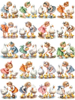 20Pcs/Pack Girl and Duck Sticker DIY Craft Scrapbooking Album Junk Journal Decorative Stickers