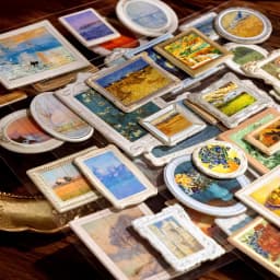 2pcs/1lot Kawaii Scrapbook Stickers Museum of Famous Paintings Junk Journal Gold Planner Stationery Planner Decorative
