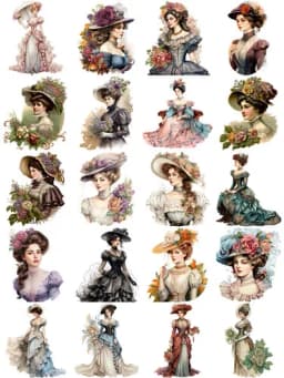 20Pcs/Pack Medieval European Court Ladies Sticker DIY Craft Scrapbooking Album Junk Journal Decorative Stickers