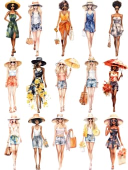 15Pcs/Pack Four Season Fashion Dress Girls Sticker DIY Craft Scrapbooking Album Junk Journal Decorative Stickers