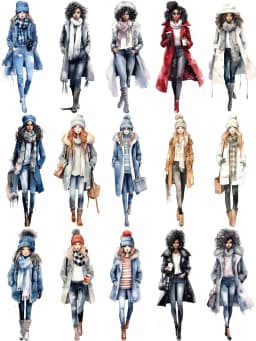 15Pcs/Pack Four Season Fashion Dress Girls Sticker DIY Craft Scrapbooking Album Junk Journal Decorative Stickers