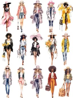 15Pcs/Pack Four Season Fashion Dress Girls Sticker DIY Craft Scrapbooking Album Junk Journal Decorative Stickers