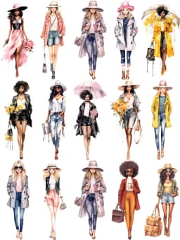 15Pcs/Pack Four Season Fashion Dress Girls Sticker DIY Craft Scrapbooking Album Junk Journal Decorative Stickers