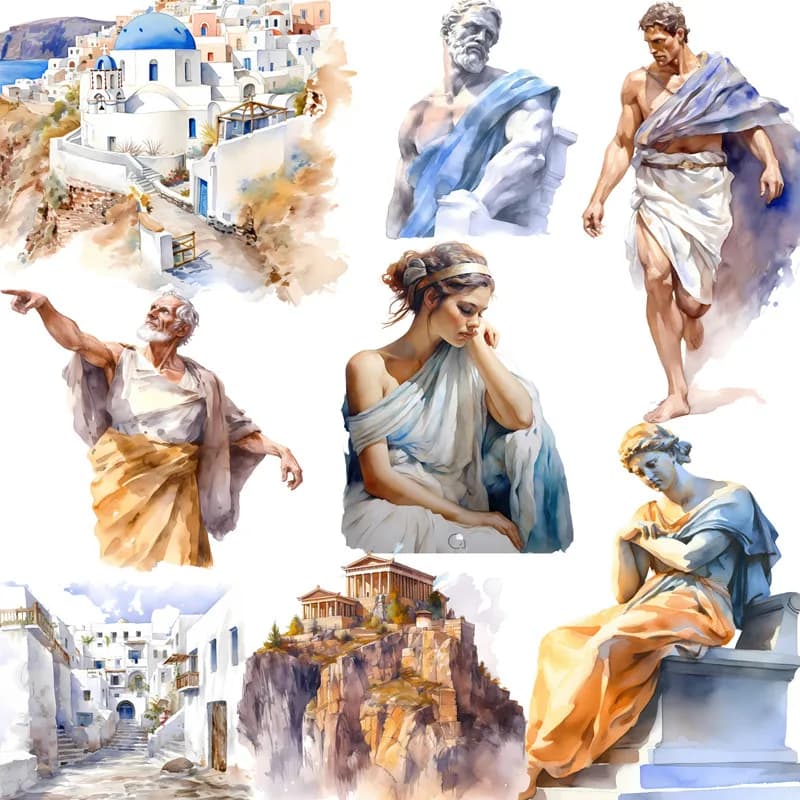 12Pcs/Pack Ancient Greek Sticker DIY Craft Scrapbooking Album Junk Journal Decorative Stickers
