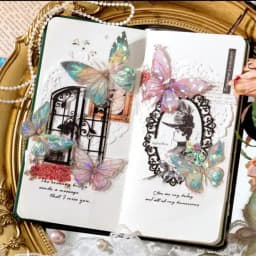 20pcs Ice Crystal Laser Cut Gold Butterfly Stickers DIY Decorative Scrapbooking Collage Material for Journal