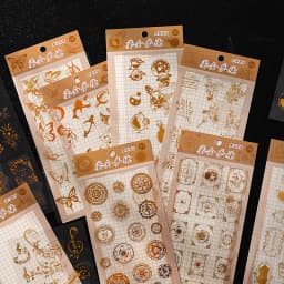Golden Romance Series Vintage Journal Stickers Cute Scrapbooking Decoration Hologram Deco Butterfly Flower Whales DIY