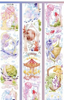 8 Designs Beautiful Girls and Landscape Floral Washi Shiny Pet Tape Loop Shine Studio