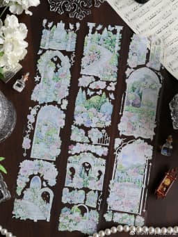 8 Designs Beautiful Girls and Landscape Floral Washi Shiny Pet Tape Loop Shine Studio