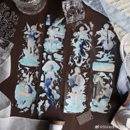 8 Designs Beautiful Girls and Landscape Floral Washi Shiny Pet Tape Loop Shine Studio