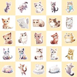 10/30/50PCS Cute Light Color Cat PVC Sticker Aesthetic Decoration Scrapbooking Korean Stationery School Supplies