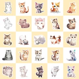 10/30/50PCS Cute Light Color Cat PVC Sticker Aesthetic Decoration Scrapbooking Korean Stationery School Supplies