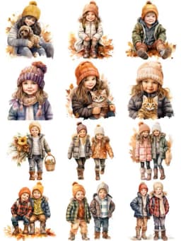 12Pcs/Pack Autumn Children Sticker DIY Craft Scrapbooking Album Junk Journal Decorative Stickers