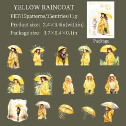 JIANWU A Walk in The Rain Series Vintage Character Landscaping PET Sticker Creative DIY Journal Material Collage Stationery