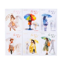 JIANWU A Walk in The Rain Series Vintage Character Landscaping PET Sticker Creative DIY Journal Material Collage Stationery