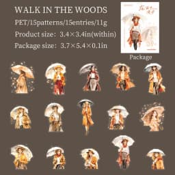 JIANWU A Walk in The Rain Series Vintage Character Landscaping PET Sticker Creative DIY Journal Material Collage Stationery