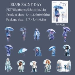 JIANWU A Walk in The Rain Series Vintage Character Landscaping PET Sticker Creative DIY Journal Material Collage Stationery