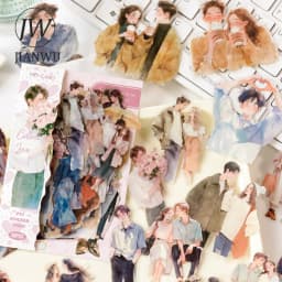 JIANWU Happy Live Series Literary Girl Character Material Collage PET Sticker Creative DIY Journal Scrapbooking Stationery