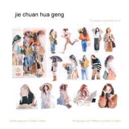 JIANWU Happy Live Series Literary Girl Character Material Collage PET Sticker Creative DIY Journal Scrapbooking Stationery