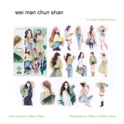 JIANWU Happy Live Series Literary Girl Character Material Collage PET Sticker Creative DIY Journal Scrapbooking Stationery