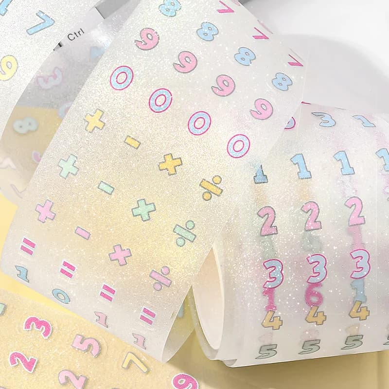 50mm * 3m Kawaii Ins Pixel Flash Sand Die Cutting Stickers DIY Diary Scrapbook Phone Case Decoration Material Cute Stickers