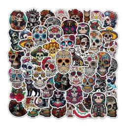 50PCS Day Of The Dead Stickers Exquisite Handbooks Materials Phone Cases Laptop Suitcases Water Cups Waterproof Stickers