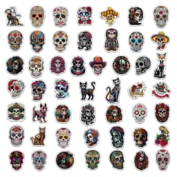 50PCS Day Of The Dead Stickers Exquisite Handbooks Materials Phone Cases Laptop Suitcases Water Cups Waterproof Stickers