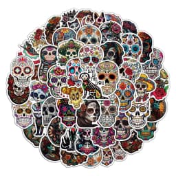 50PCS Day Of The Dead Stickers Exquisite Handbooks Materials Phone Cases Laptop Suitcases Water Cups Waterproof Stickers