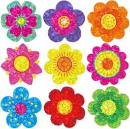 500pcs 1" Laser Flower Sticker Roll Cute Flower Shape Sealing Sticker Color Waterproof Self-adhesive Sticker Gift Packaging Stic