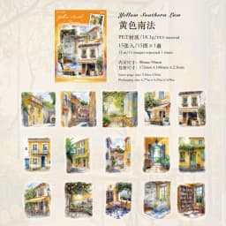 15pcs/1lot Kawaii Scrapbook Stickers Street Walk Junk Journal Gold Planner Stationery Sticker Planner Decorative