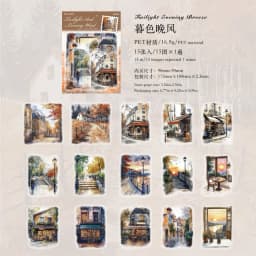 15pcs/1lot Kawaii Scrapbook Stickers Street Walk Junk Journal Gold Planner Stationery Sticker Planner Decorative