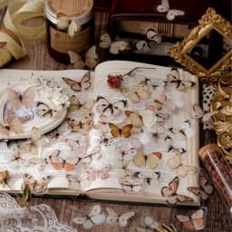 40PCS PET Cute Vintage Butterfly Stickers Eco-Friendly for Laptop Junk Journal Scrapbooking Aesthetic Pack