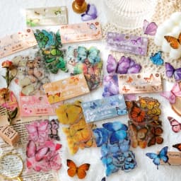 40PCS PET Cute Vintage Butterfly Stickers Eco-Friendly for Laptop Junk Journal Scrapbooking Aesthetic Pack