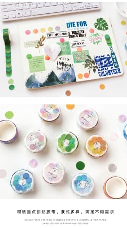 100pcs/roll Colorful Polka Washi Paper Collage Round Stickers Tape Dot Decoration Hand Account Stickers