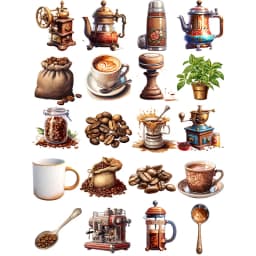 20Pcs/Pack Vintage Coffee Sticker DIY Craft Scrapbooking Album Junk Journal Decorative Stickers