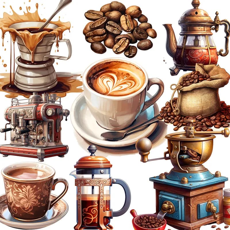 20Pcs/Pack Vintage Coffee Sticker DIY Craft Scrapbooking Album Junk Journal Decorative Stickers