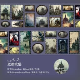 Mysterious Letters Raven Castle Gothic Stamp Vintage Paper Sticker Roll Scrapbooking Jurnaling Diary Decorative Collages