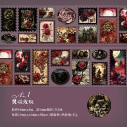Mysterious Letters Raven Castle Gothic Stamp Vintage Paper Sticker Roll Scrapbooking Jurnaling Diary Decorative Collages