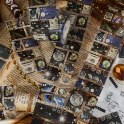 Mysterious Letters Raven Castle Gothic Stamp Vintage Paper Sticker Roll Scrapbooking Jurnaling Diary Decorative Collages
