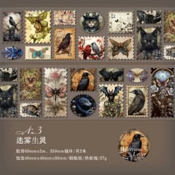 Mysterious Letters Raven Castle Gothic Stamp Vintage Paper Sticker Roll Scrapbooking Jurnaling Diary Decorative Collages