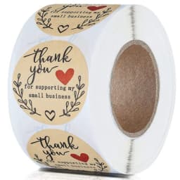100-500Pcs Kraft Paper Thank You Stickers for Small Business Supplies Packing, Envelopes Seals, Gift Wraps and Crafts