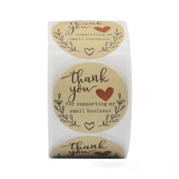 100-500Pcs Kraft Paper Thank You Stickers for Small Business Supplies Packing, Envelopes Seals, Gift Wraps and Crafts