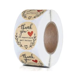 100-500Pcs Kraft Paper Thank You Stickers for Small Business Supplies Packing, Envelopes Seals, Gift Wraps and Crafts
