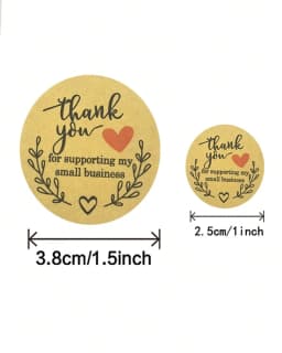 100-500Pcs Kraft Paper Thank You Stickers for Small Business Supplies Packing, Envelopes Seals, Gift Wraps and Crafts